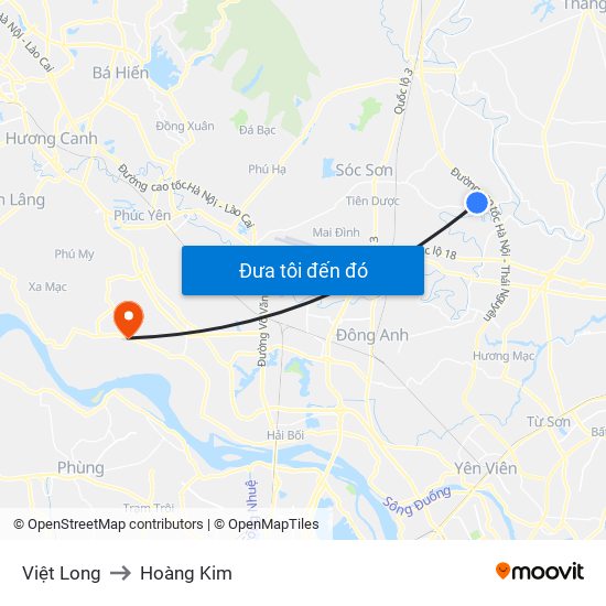 Việt Long to Hoàng Kim map