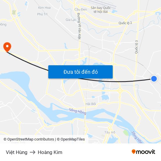 Việt Hùng to Hoàng Kim map