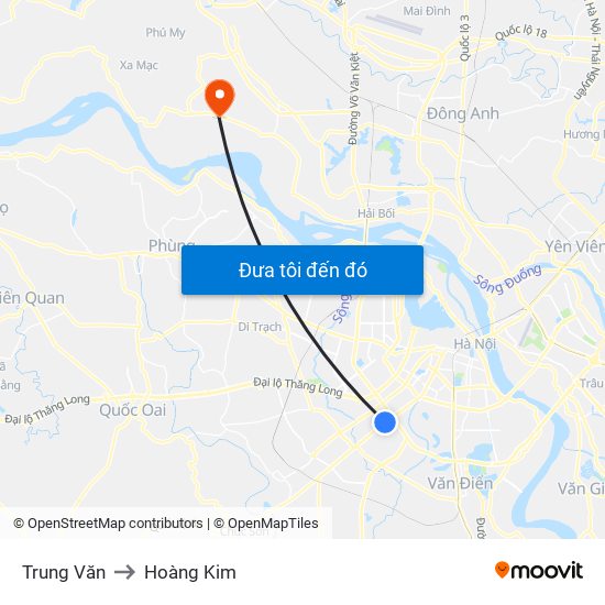 Trung Văn to Hoàng Kim map