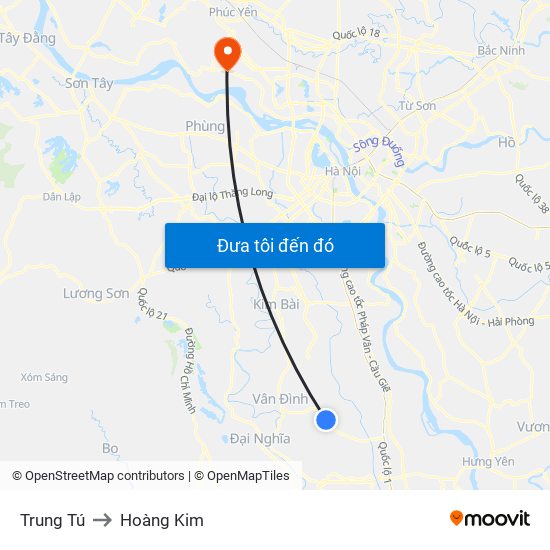 Trung Tú to Hoàng Kim map