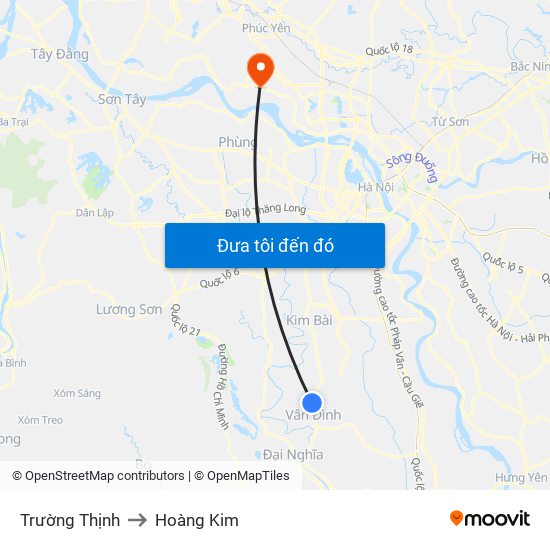 Trường Thịnh to Hoàng Kim map