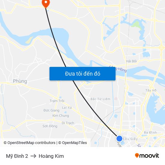 Mỹ Đình 2 to Hoàng Kim map