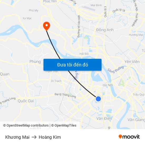 Khương Mai to Hoàng Kim map