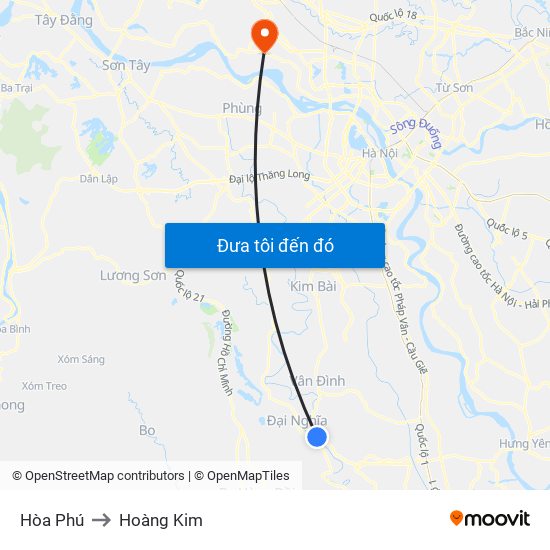 Hòa Phú to Hoàng Kim map