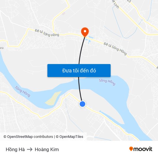 Hồng Hà to Hoàng Kim map