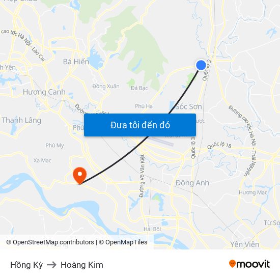 Hồng Kỳ to Hoàng Kim map