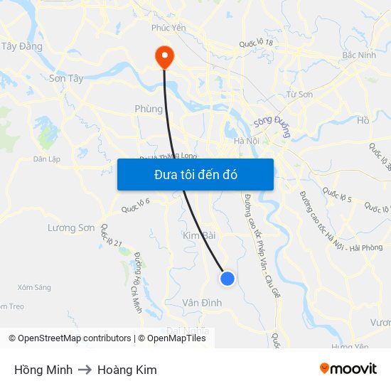 Hồng Minh to Hoàng Kim map