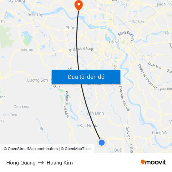 Hồng Quang to Hoàng Kim map