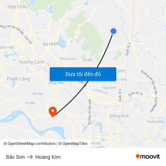 Bắc Sơn to Hoàng Kim map