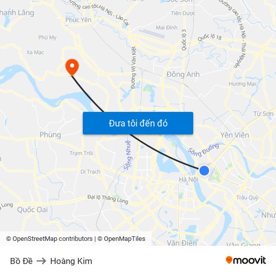 Bồ Đề to Hoàng Kim map