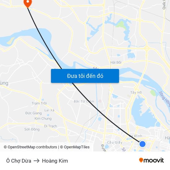 Ô Chợ Dừa to Hoàng Kim map