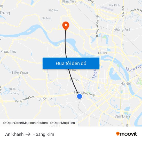 An Khánh to Hoàng Kim map