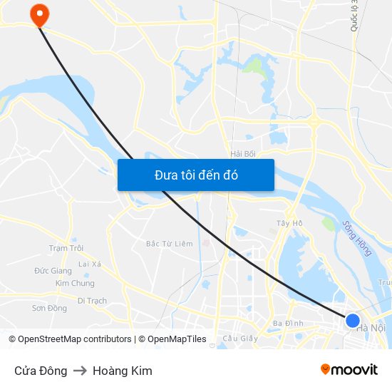 Cửa Đông to Hoàng Kim map