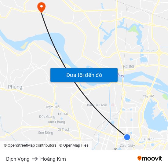 Dịch Vọng to Hoàng Kim map