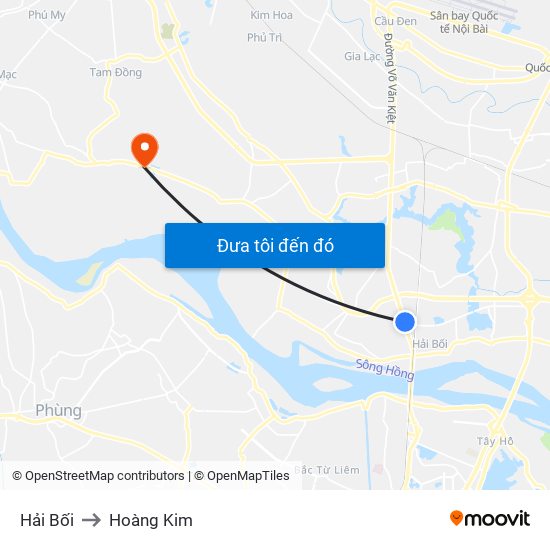 Hải Bối to Hoàng Kim map