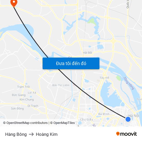 Hàng Bông to Hoàng Kim map