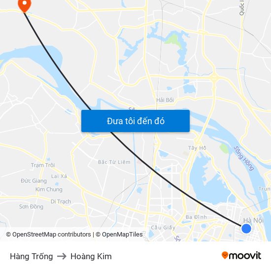Hàng Trống to Hoàng Kim map