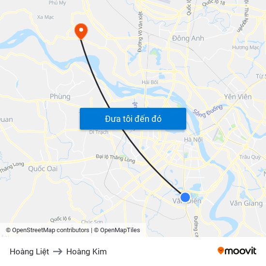 Hoàng Liệt to Hoàng Kim map