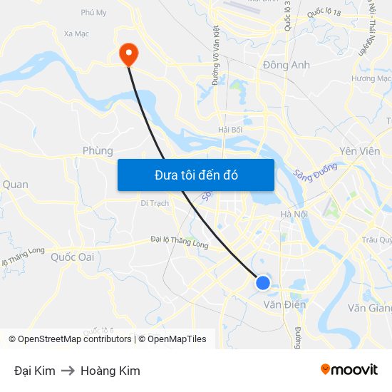 Đại Kim to Hoàng Kim map