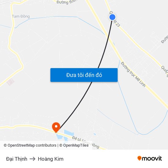 Đại Thịnh to Hoàng Kim map