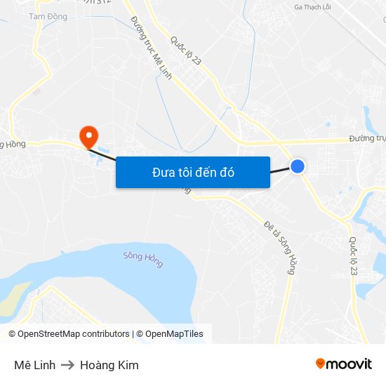 Mê Linh to Hoàng Kim map