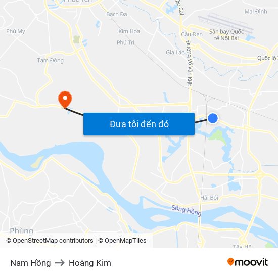 Nam Hồng to Hoàng Kim map