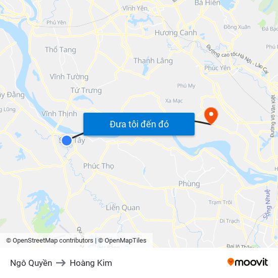 Ngô Quyền to Hoàng Kim map