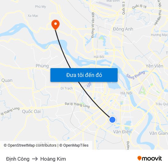 Định Công to Hoàng Kim map