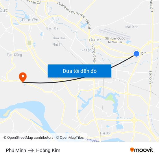 Phú Minh to Hoàng Kim map