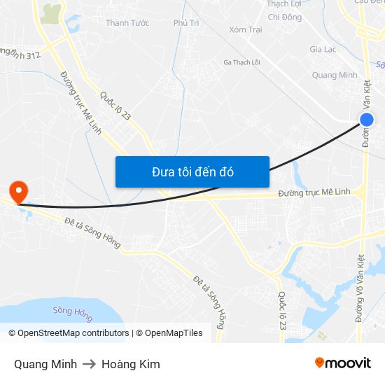 Quang Minh to Hoàng Kim map