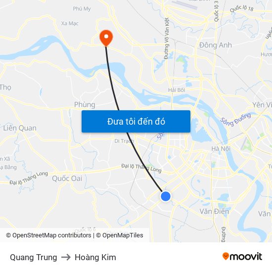 Quang Trung to Hoàng Kim map