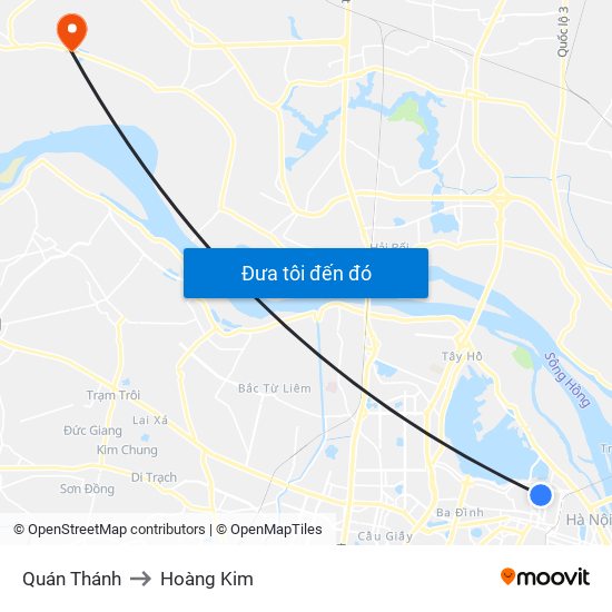 Quán Thánh to Hoàng Kim map