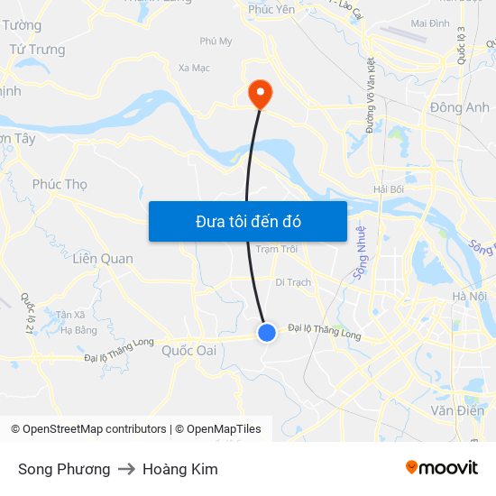 Song Phương to Hoàng Kim map