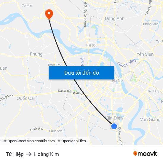 Tứ Hiệp to Hoàng Kim map