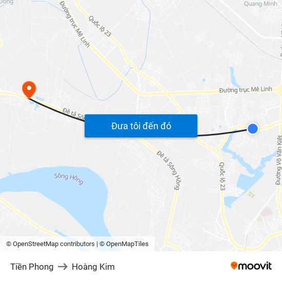 Tiền Phong to Hoàng Kim map