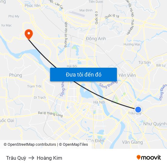 Trâu Quỳ to Hoàng Kim map