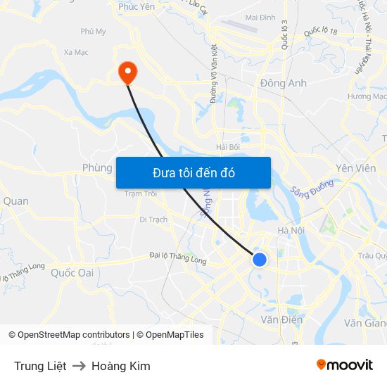 Trung Liệt to Hoàng Kim map