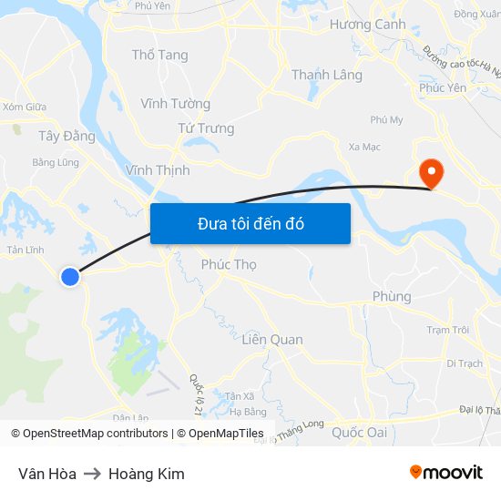 Vân Hòa to Hoàng Kim map
