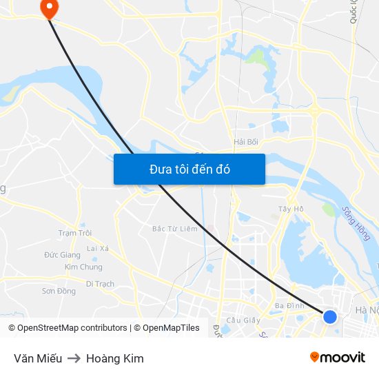 Văn Miếu to Hoàng Kim map