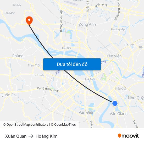 Xuân Quan to Hoàng Kim map
