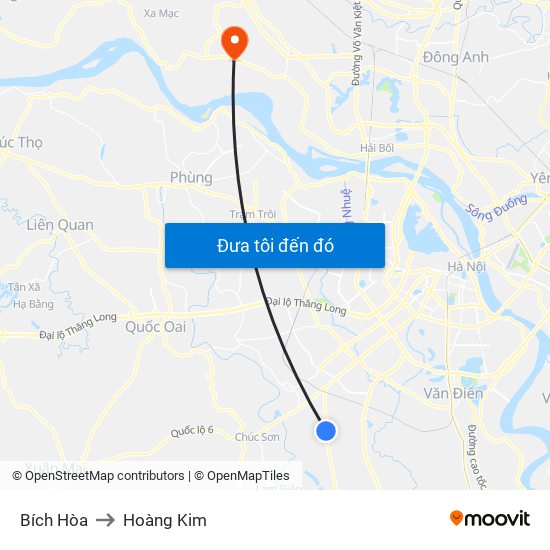 Bích Hòa to Hoàng Kim map