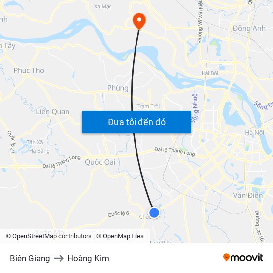 Biên Giang to Hoàng Kim map