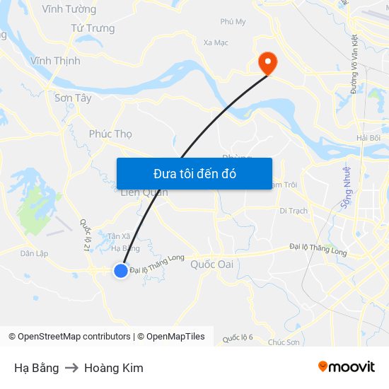 Hạ Bằng to Hoàng Kim map