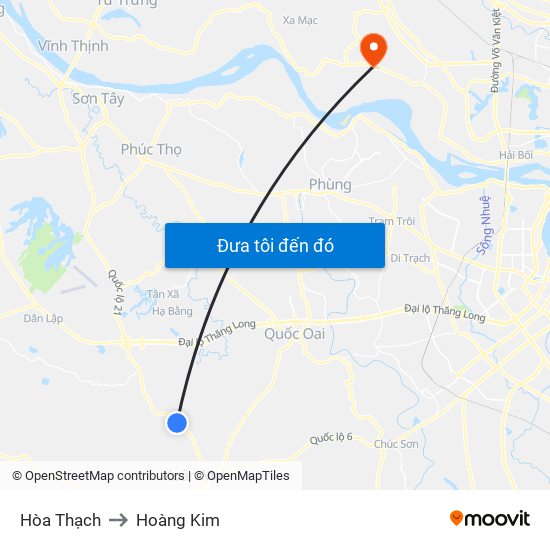 Hòa Thạch to Hoàng Kim map