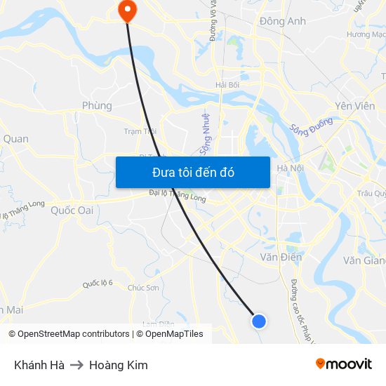 Khánh Hà to Hoàng Kim map
