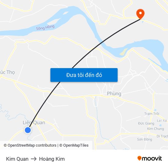 Kim Quan to Hoàng Kim map