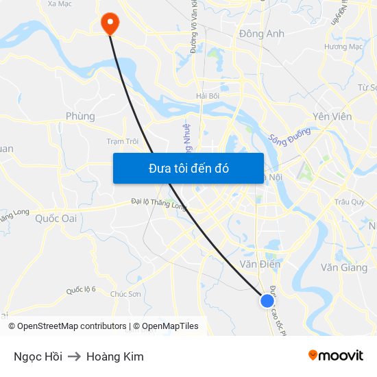 Ngọc Hồi to Hoàng Kim map