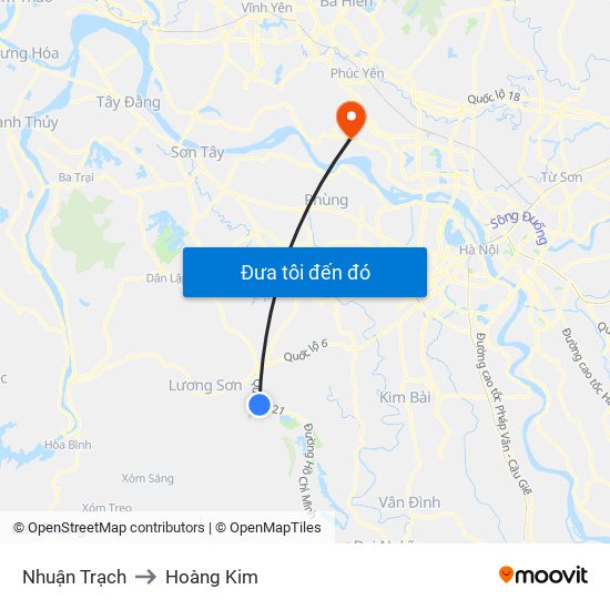 Nhuận Trạch to Hoàng Kim map