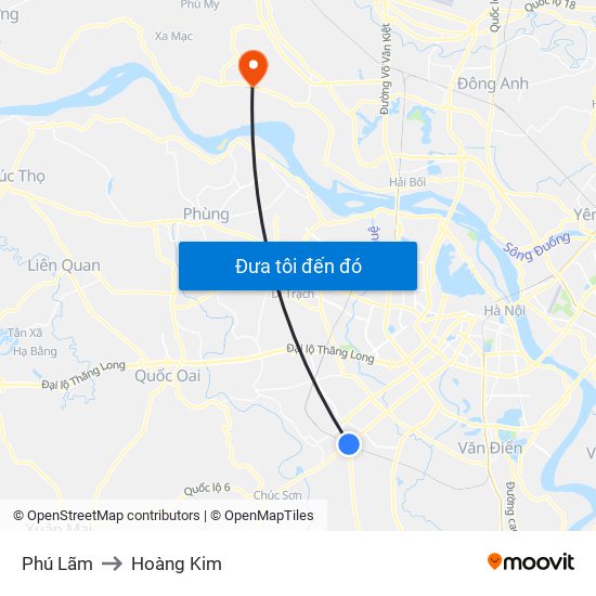 Phú Lãm to Hoàng Kim map