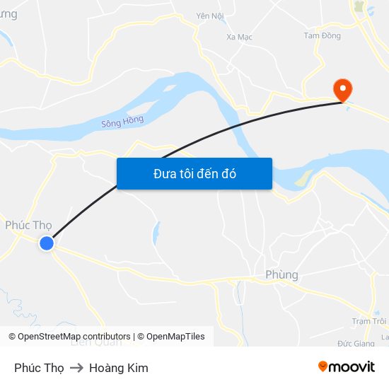 Phúc Thọ to Hoàng Kim map